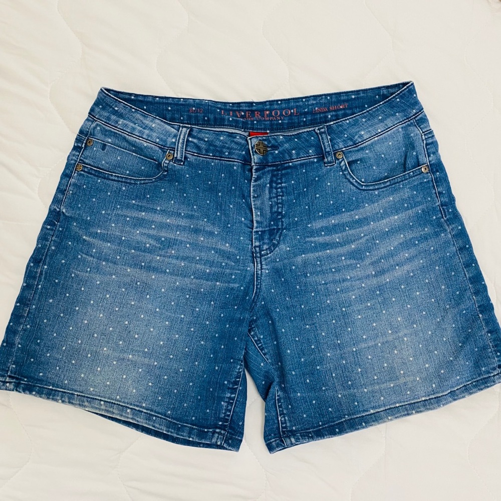 Liverpool Women's Pin Dot Print  Short Denim
